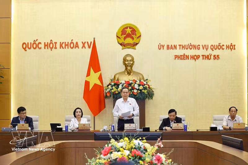 Le président de l’Assemblée nationale, Tran Thanh Man, préside la 55e réunion du Comité permanent de l’Assemblée nationale. Photo : VNA.