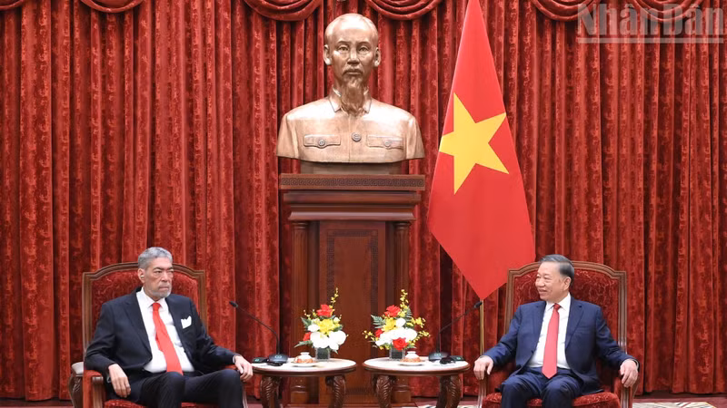 Le secrétaire général du Parti communiste du Vietnam et président de la République, Tô Lâm, reçoit Miguel Mejia, secrétaire général du Mouvement de la gauche unie (MIU) de la République dominicaine. (Photo : Dang Khoa)
