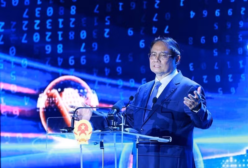 Le Premier ministre Pham Minh Chinh s'exprime lors d'un événement sur la transformation numérique. Photo : VNA/CVN.