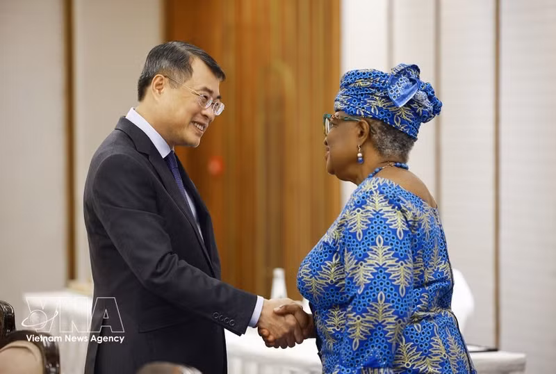 Le Premier ministre Le Minh Hung et la directrice générale de l’OMC Ngozi Okonjo-Iweala. Photo : VNA.