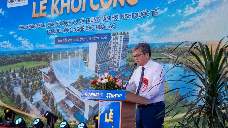 Le vice-président du Comité populaire de Hanoi, Truong Viet Dung, s’exprime lors de la cérémonie de lancement du projet. (Photo : Ha Linh)