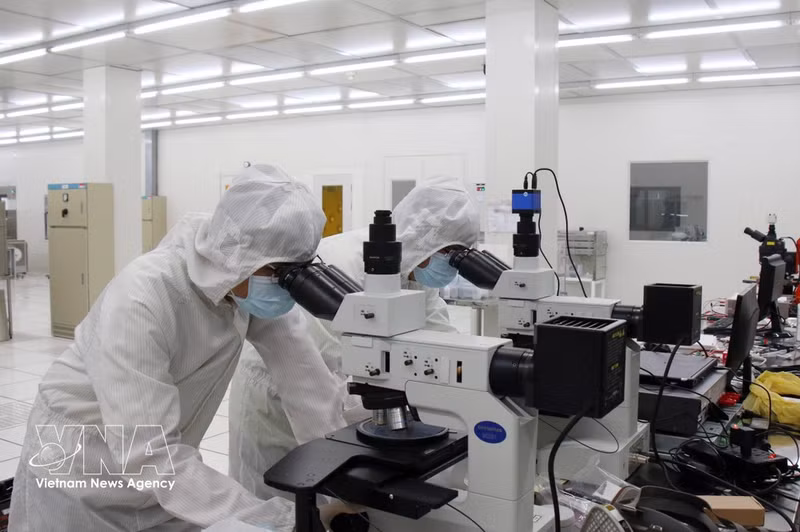 Des chercheurs en technologie travaillent dans le centre de recherche et de développement du Parc de haute technologie de Ho Chi Minh-Ville. Photo : VNA