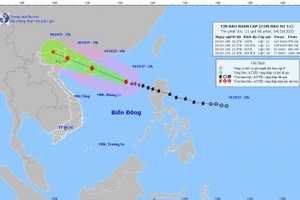 Trajectoire de la tempête tropicale Matmo. Source : Centre national de prévision hydrométéorologique du Vietnam.
