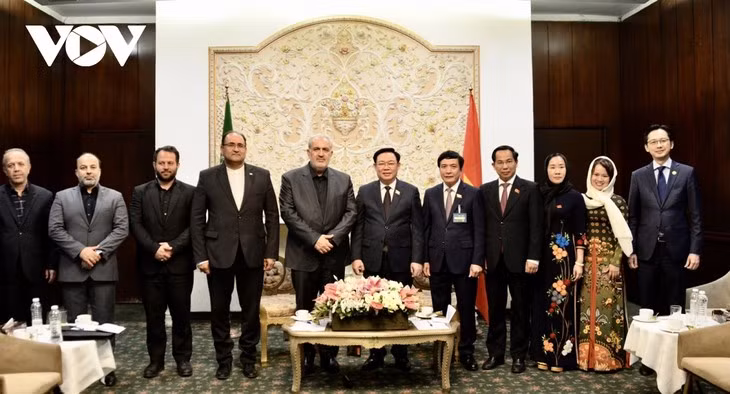 Le Président de l’Assemblée nationale vietnamienne, Vuong Dinh Huê (6e de droite à gauche) et Abbas Aliabadi. Photo : VOV.