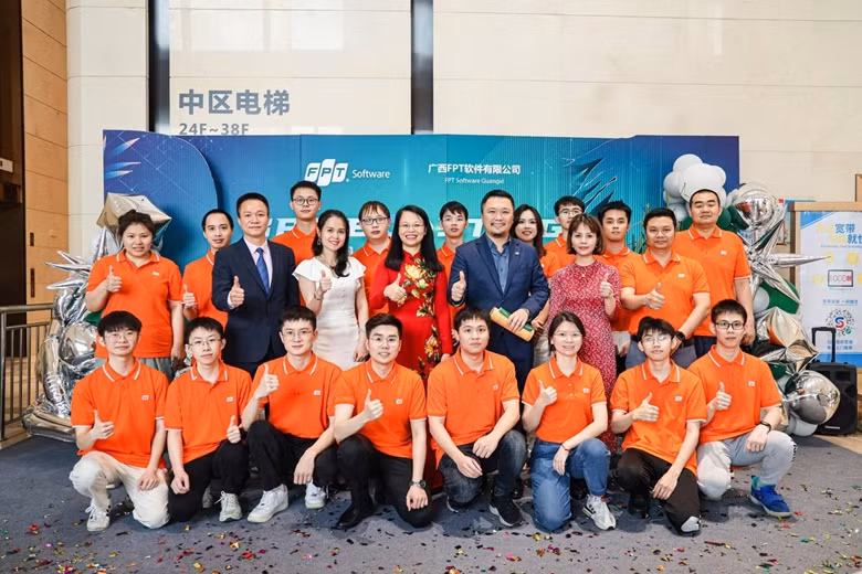  Le contingent de FPT Software, à Nanning, dans la province chinoise du Guangxi. Photo : FPT. 