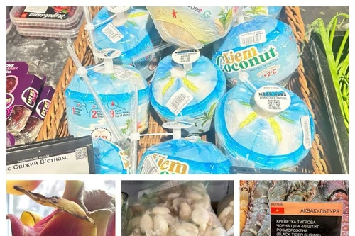 Des produits vietnamiens sont commercialisés dans la chaîne de supermarchés Goodwine en Ukraine. Photo : congthuong.vn