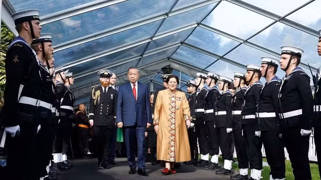 Cérémonie d’accuei du dirigeant vietnamien To Lam en visite d’État en Nouvelle-Zélande. Photo : VNA. 