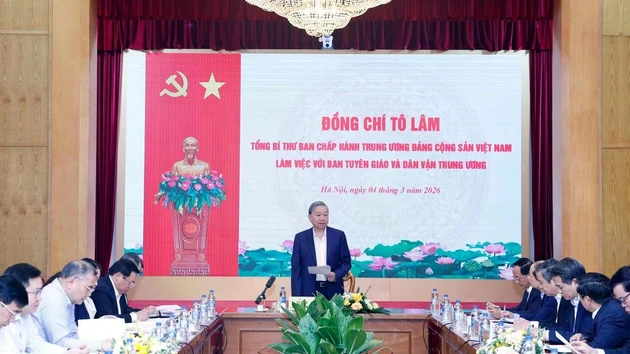 Le secrétaire général du Parti communiste du Vietnam, To Lam, s'exprime. Photo : VNA. 