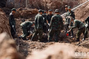 Les équipes de recherche et d'exhumation poursuivent leurs opérations dans le secteur B du parc Le Thi Rieng. (Photo : LE THANH)