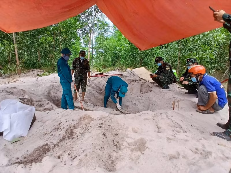 Lieu de découverte et d’exhumation de la dépouille du soldat Nguyen Dinh Nu, dans le quartier résidentiel d’An Thach, quartier de Tra Cau. Photo : VHO