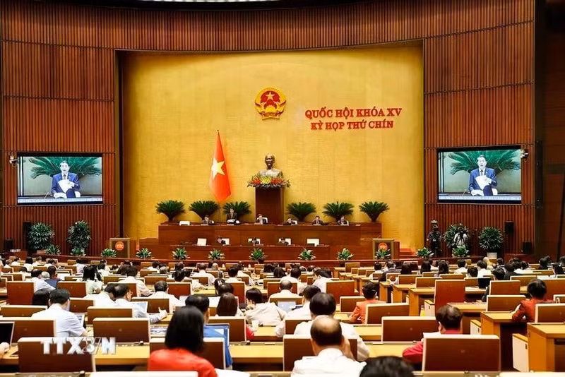 Une séance de la 9e session de l’Assemblée nationale. Photo : VNA.