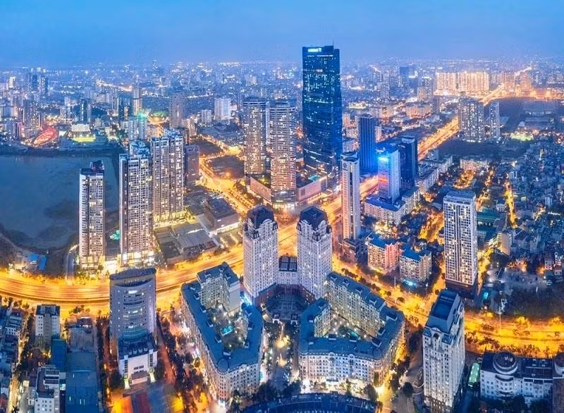Vue aérienne d'un coin de Hanoi. Photo: VGP