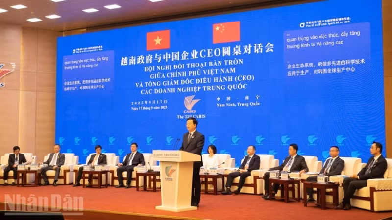 Le vice-Premier ministre Mai Van Chinh s'exprime lors de la conférence.