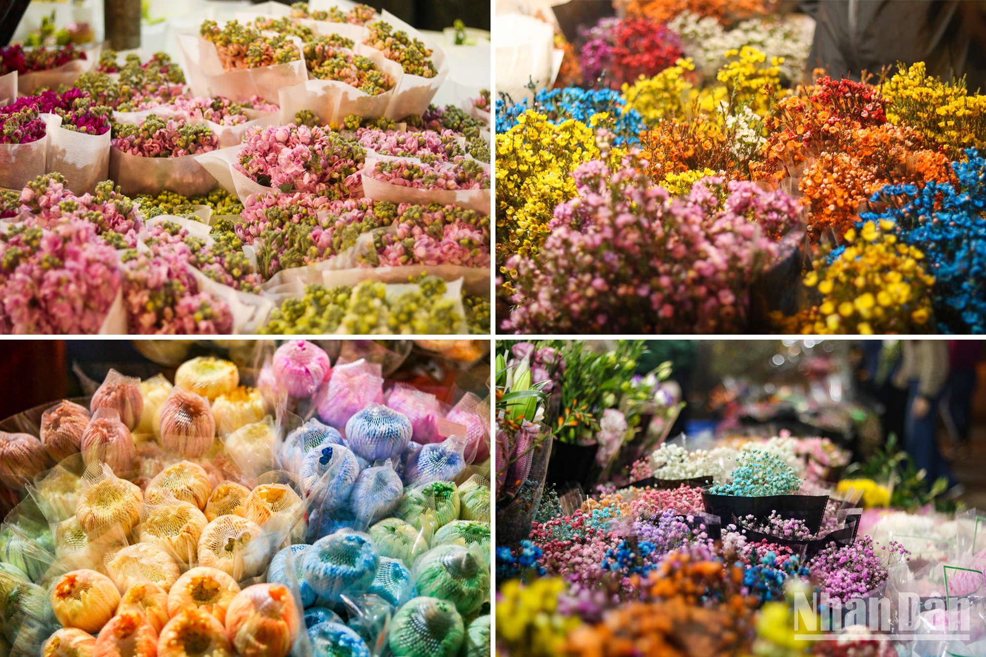 Les étals sont remplis de fleurs. Les étals sont remplis de fleurs.