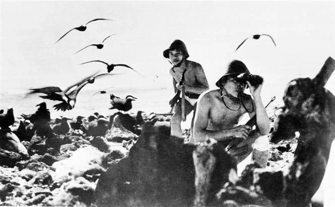 Forces spéciales navales du commando 126 libérant l'île de Sinh Tồn dans l'archipel de Trường Sa, le 28 avril 1975. Photo d'archives : VNA. Forces spéciales navales du commando 126 libérant l'île de Sinh Tồn dans l'archipel de Trường Sa, le 28 avril 1975. Photo d'archives : VNA.