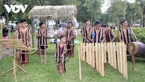 L’ensemble musical traditionnel de Pleiku Roh compte des membres âgés de 10 à plus de 40 ans, tous passionnés par les instruments de musique jarai. Photo : VOV