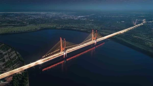 Vue d’ensemble du pont Ngọc Hồi après son achèvement. (Photo : Comité de gestion du projet)