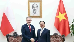Le vice-Premier mnistre vietnamien Bui Thanh Son (à droite) et le vice-Premier ministre polonais et ministre des Affaires digitales, Krzysztof Gawkowski. Photo: VNA.