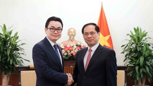 Le vice-Premier ministre et ministre des Affaires étrangères, Bui Thanh Son (droite), et le secrétaire d’État cambodgien, Ung Rachana. Photo: VNA 
