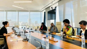 Lors de la séance de travail entre l'ambassadrice du Vietnam au Mozambique, Tran Thi Thu Thin (à gauche), et le ministre mozambicain des Ressources minérales et de l'Énergie, Estevão Tomás Rafael Pale. Photo: baoquocte.vn