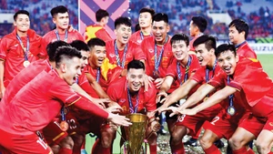 La joie des footballeurs vietnamiens. Photo : Dantri.