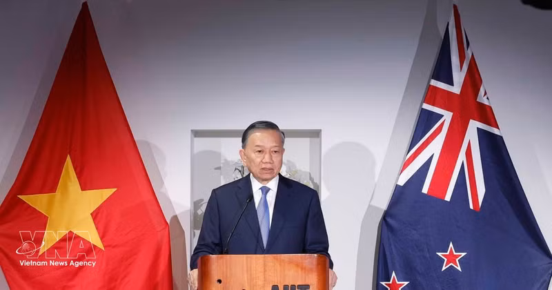 Le secrétaire général du Parti et président de la République, To Lam s'exprime au forum. Photo : VNA. 