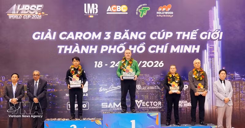 Le joueur belge Frederic Caudron remporte la Coupe du monde de billard carambole à trois bandes 2026. Photo : VNA. 