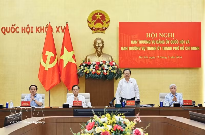 Le président de l'Assemblée nationale, Tran Thanh Man, s'exprime. Photo: VNA 