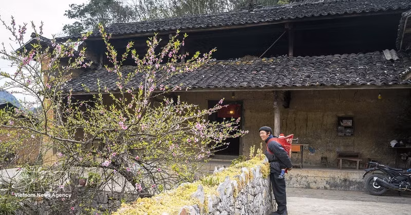 Des maisons traditionnelles en pisé des H'Mông dans le hameau de Lao Xa, commune de Sung La, district de Dông Van, province de Ha Giang. Photo : VNA. 