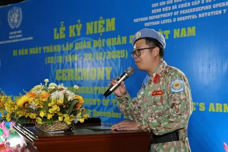 Le lieutenant-colonel, docteur Tran Duc Tai, directeur du BVDC2.7, prend la parole. Photo : baoquocte.