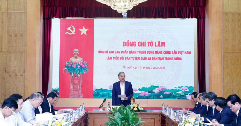 Le secrétaire général du Parti communiste du Vietnam, To Lam, s'exprime. Photo : VNA. 