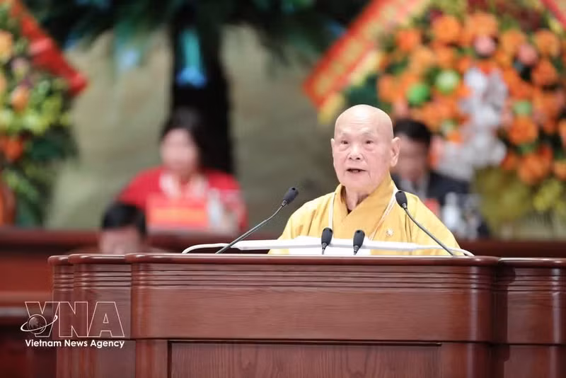 Le Vénérable Thich Thanh Nhieu, vice-président permanent du Conseil d'administration de l'Église bouddhique du Vietnam. Photo: VNA