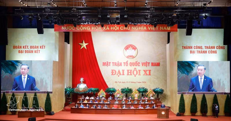Le XIe Congrès national du Front de la Patrie du Vietnam (FPV) pour le mandat 2026-2031. Photo: VNA 