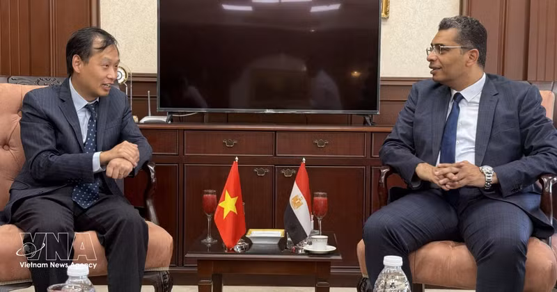 L'ambassadeur du Vietnam en Égypte, Nguyen Nam Duong (gauche) et le gouverneur du Gouvernorat de la Mer Rouge, Walid Al Barqi. Photo : VNA. 