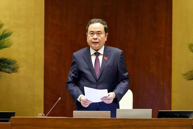 Le président de l'Assemblée nationale, Tran Thanh Man, préside les séances de questions. Photo : VNA. 