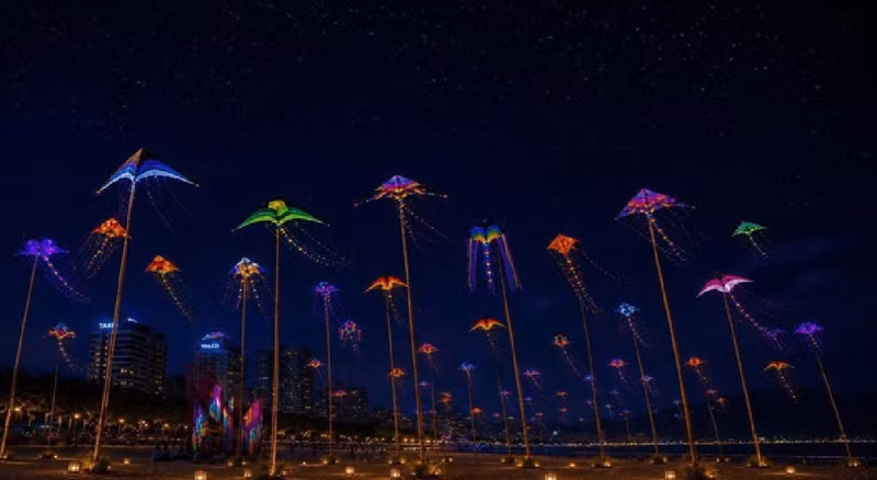 Près de 500 cerfs-volants lumineux illumineront le ciel nocturne de Nang Nang durant trois soirées consécutives, les 24, 25 et 26 juillet. Photo : Danangfantasticity. 