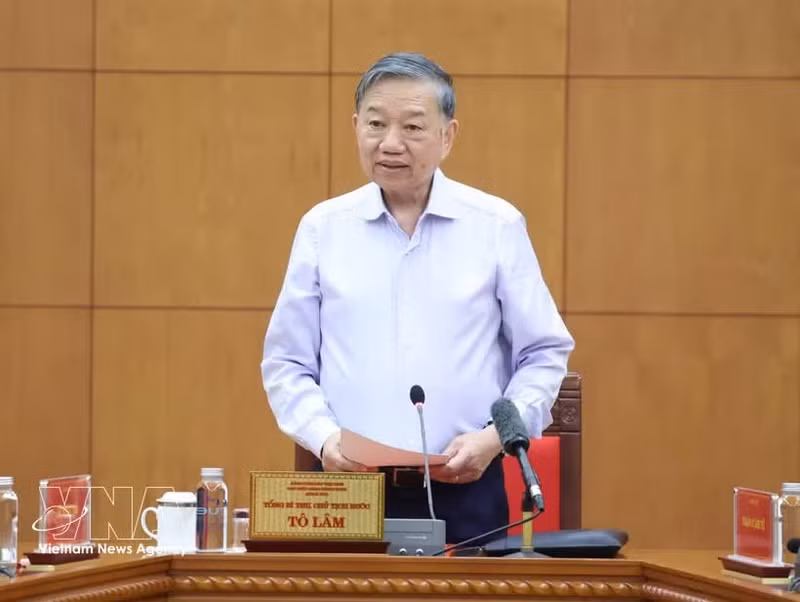Le secrétaire général du Parti communiste du Vietnam et président de la République, To Lam, s'exprime. Photo: VNA