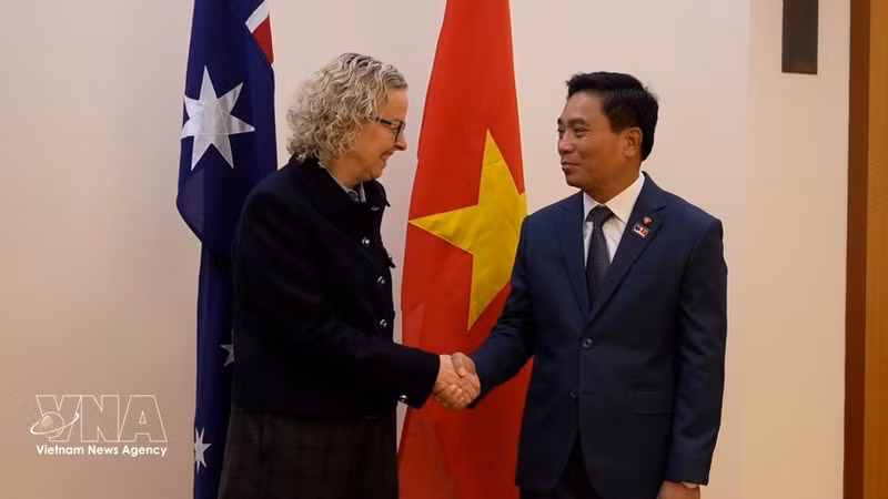 Le vice-président de l'Assemblée nationale du Vietnam, Nguyen Doan Anh, rencontre la vice-présidente de la Chambre des représentants australienne, Sharon Claydon. Photo : VNA.