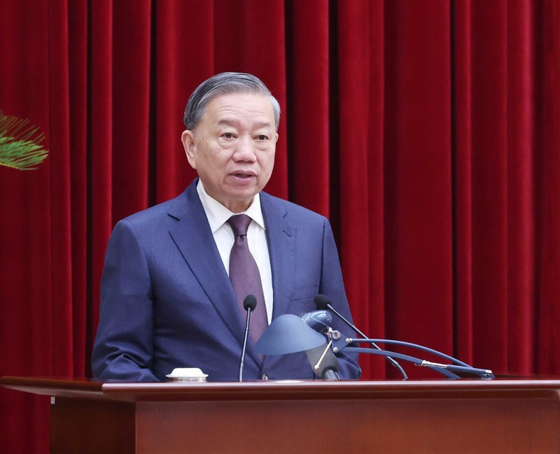 Le secrétaire général du Parti To Lam s'exprime lors du 12e plénum du Comité central du Parti communiste du Vietnam. Photo : VNA.