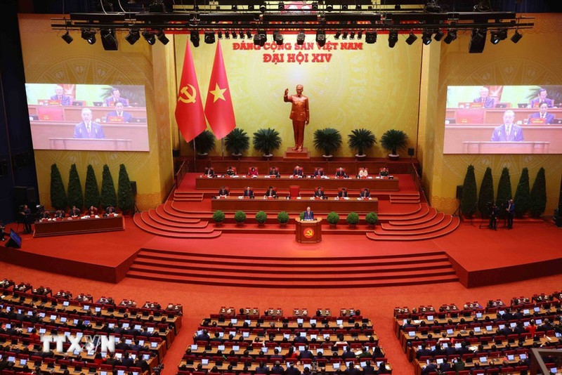 Lors de XIVe Congrès national du Parti communiste du Vietnam. Photo : VNA.