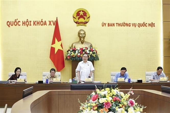 Le président de l’Assemblée nationale, Tran Thanh Man, s'exprime lors de la réunion. Photo : VNA.