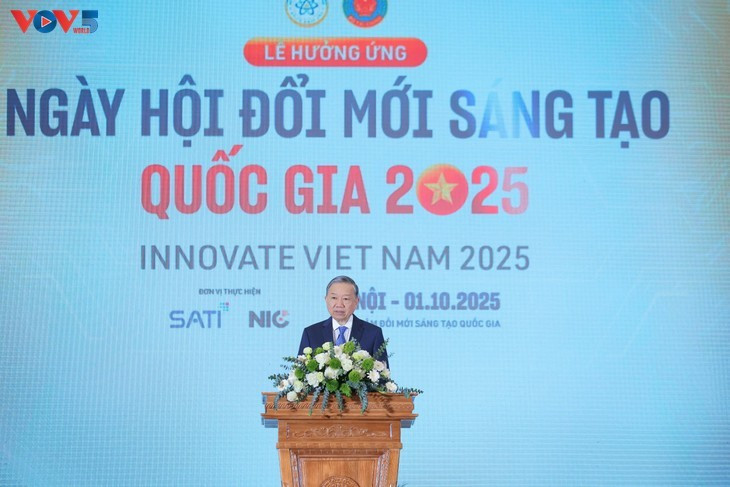 Le secrétaire général du Parti communiste du Vietnam, Tô Lâm, prend la parole. Photo : VOV.