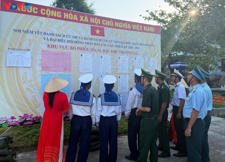Des électeurs se renseignent sur les candidats. Photo : VOV.
