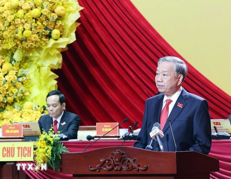 Le secrétaire général Tô Lâm s’adresse au premier Congrès du Comité du Parti de Ho Chi Minh-Ville pour le mandat 2025-2030. Photo : VNA.