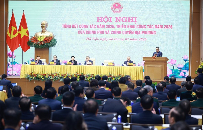 Le Premier ministre Pham Minh Chinh s'exprime lors de la conférence. Photo : VNA.