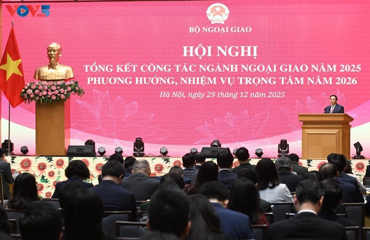La conférence-bilan de 2025 du secteur diplomatique du Vietnam. Photo : VOV.
