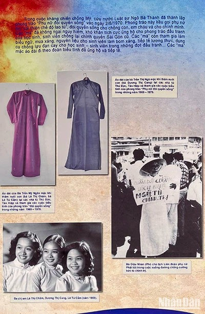 Des images et des documents sur l'ao dai des femmes vietnamiennes en temps de guerre sont présentés à l'exposition. Des images et des documents sur l'ao dai des femmes vietnamiennes en temps de guerre sont présentés à l'exposition.