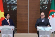 Le Premier ministre vietnamien Pham Minh Chinh (à gauche) et son homologue algérien Sifi Ghrieb lors de la conférence de presse conjointe, à Alger, le 19 novembre. Photo : VGP
