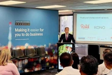 L'ambassadeur du Vietnam en Nouvelle-Zélande prend la parole lors de la cérémonie de lancement du Conseil d’affaires Nouvelle-Zélande–Vietnam.