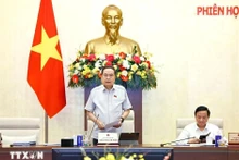 Le président de l’Assemblée nationale, Tran Thanh Man, s'exprime lors de la réunion. Photo: VNA 